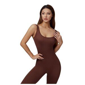 Brown Sleeveless Jumpsuit